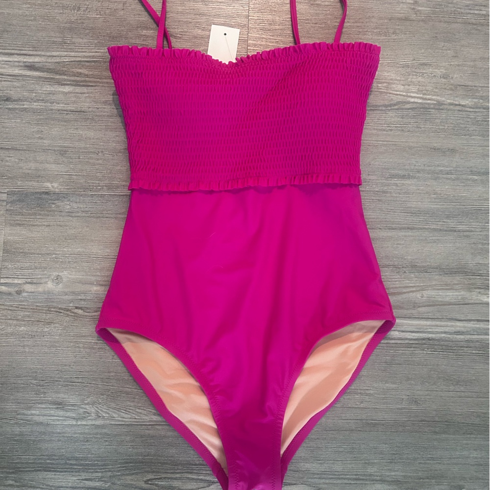 J. Crew Fuchsia Shirred One-Piece Girls' Swimsuit